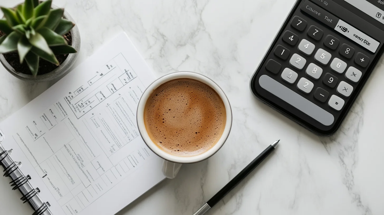Calculator and financial documents on desk