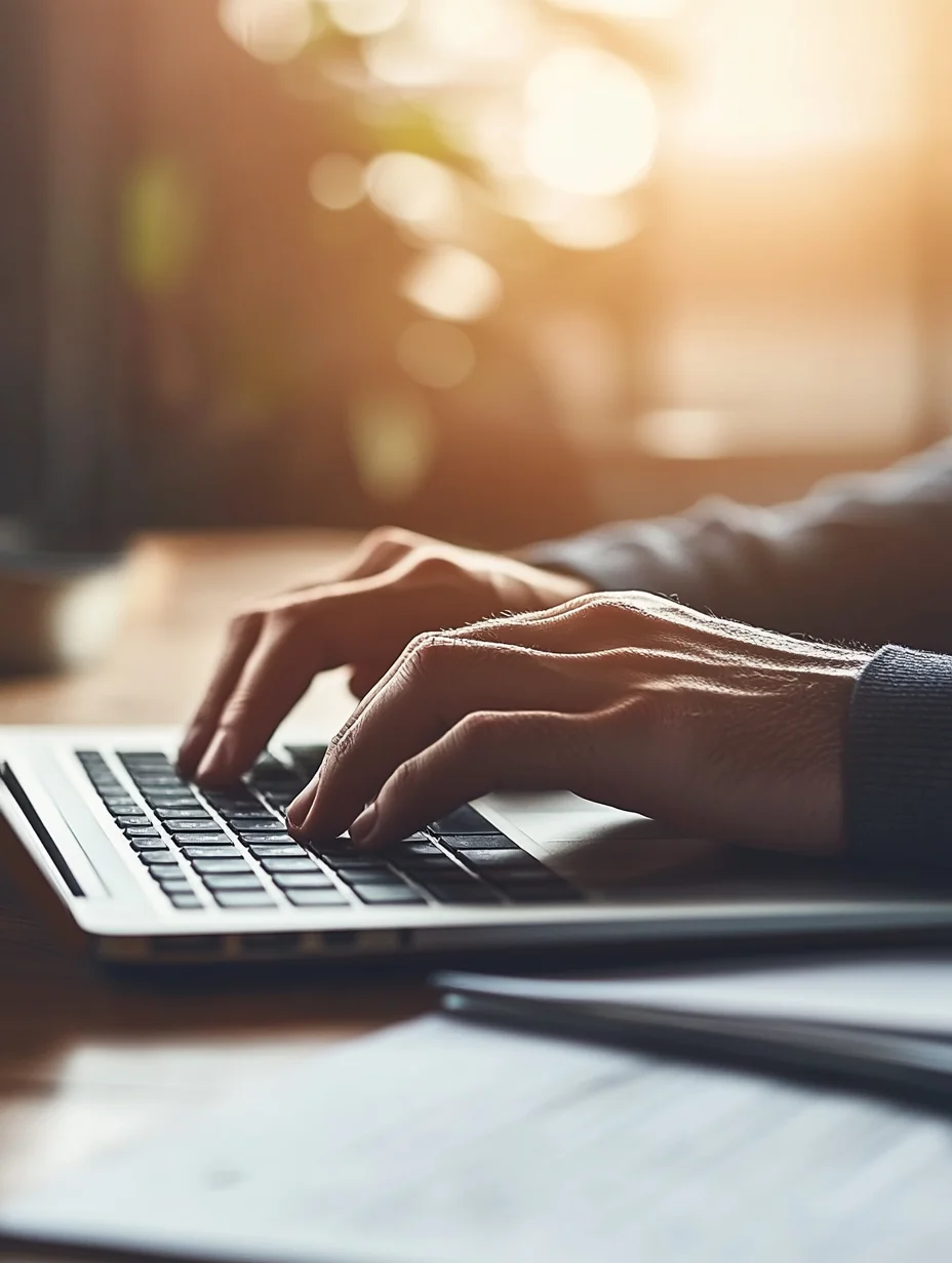 Person filling out online loan application on laptop