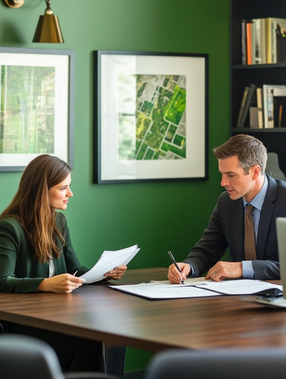 Financial advisor reviewing loan documents with client