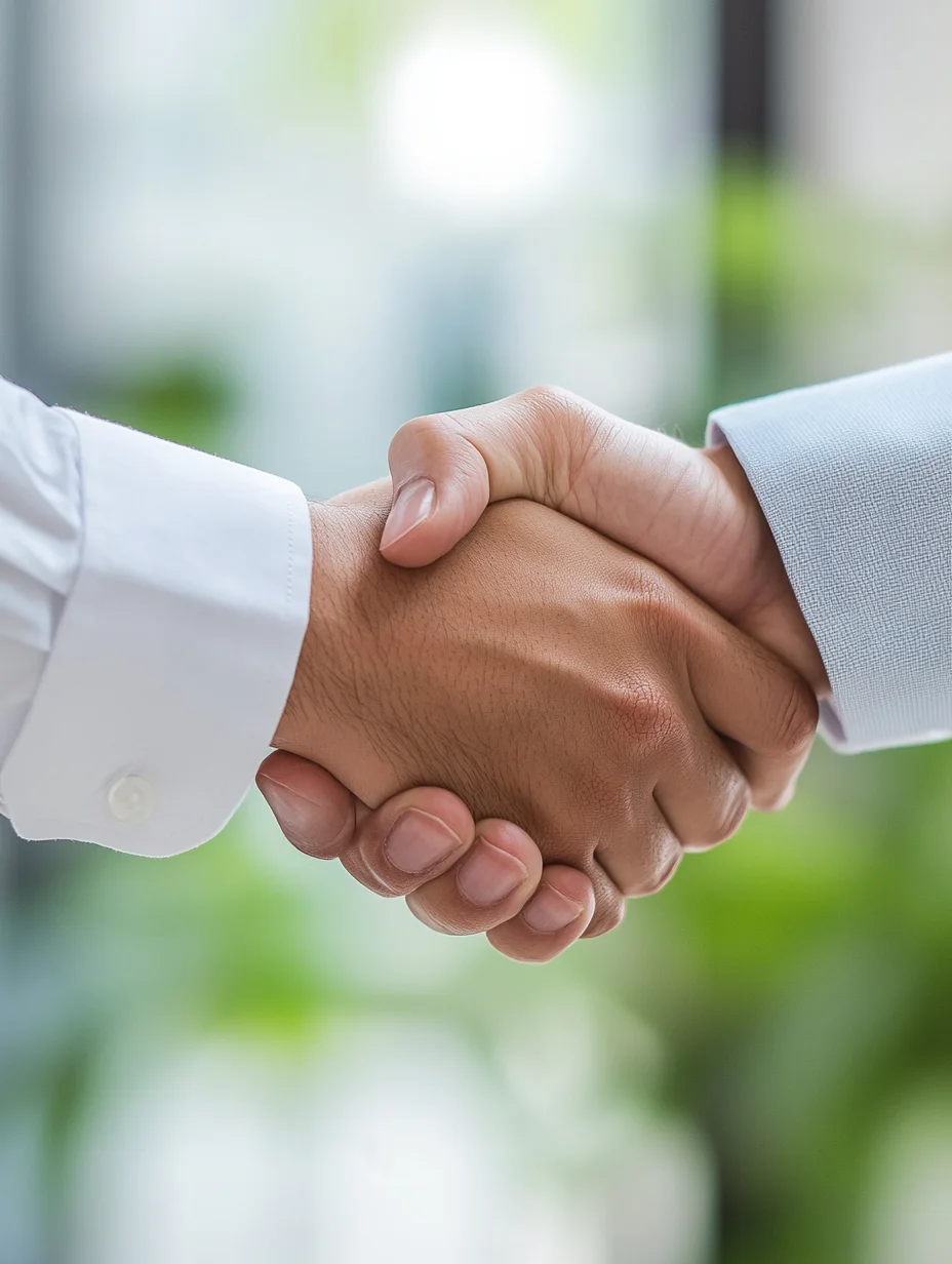 Professional handshake representing trust and partnership